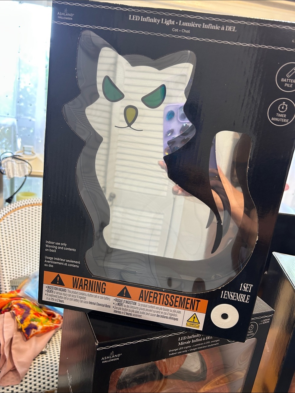 Ashland Black Cat LED Infinity Light with Green Eyes
